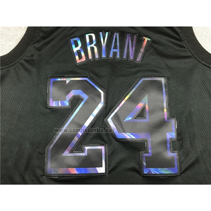 Camiseta Los Angeles Lakers Kobe Bryant #24 Iridescent Logo Negro